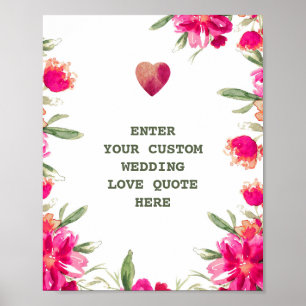 Utskrift av vattenfärgsblommor Personligt bröllp K Poster