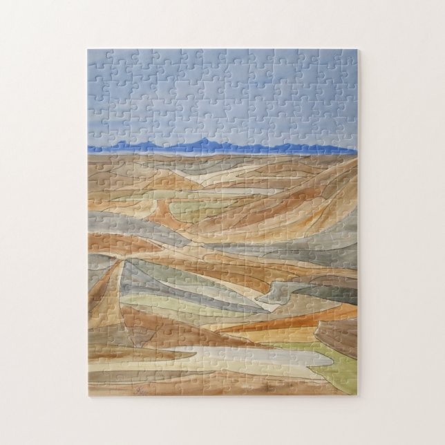 Utskrift av vattenfärgsfärgsteckensnitt för öglade pussel (Vertikal)