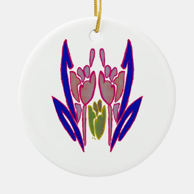 Utskrift av vattenfärgsgrafik i elegant Ro Julgransprydnad Keramik (Framsidan)