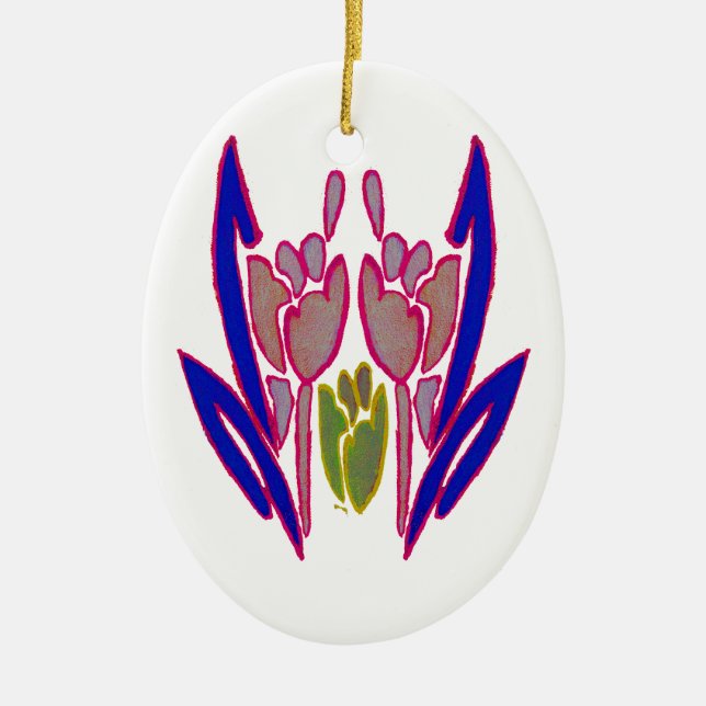 Utskrift av vattenfärgsgrafik i elegant Ro Julgransprydnad Keramik (Framsidan)