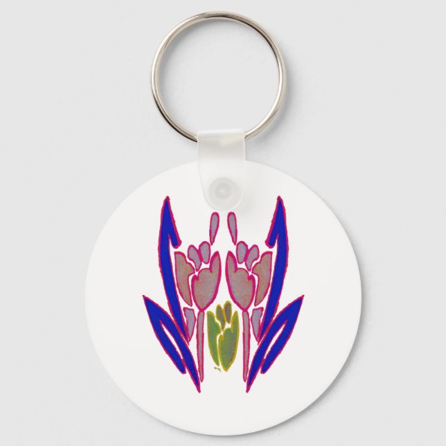 Utskrift av vattenfärgsgrafik i elegant Ro Nyckelring (Framsida)