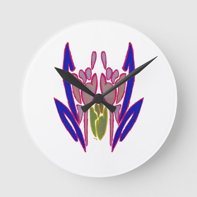 Utskrift av vattenfärgsgrafik i elegant Ro Rund Klocka (Framsida)