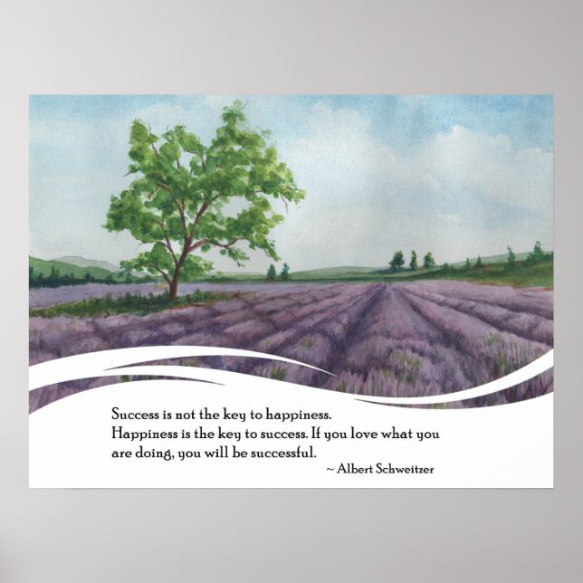 Utskrift av Watercolor Lavender Fält Quote Wall Ar Poster (Framsidan)