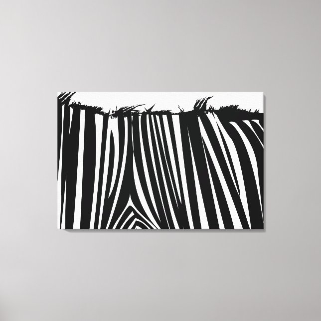 Utskrift av Zebra Back Black & White Wrapped Canva Canvastryck (Framsida)