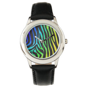 Utskrift av Zebra Black och Rainbow Armbandsur