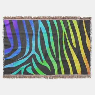 Utskrift av Zebra Black och Rainbow Filt