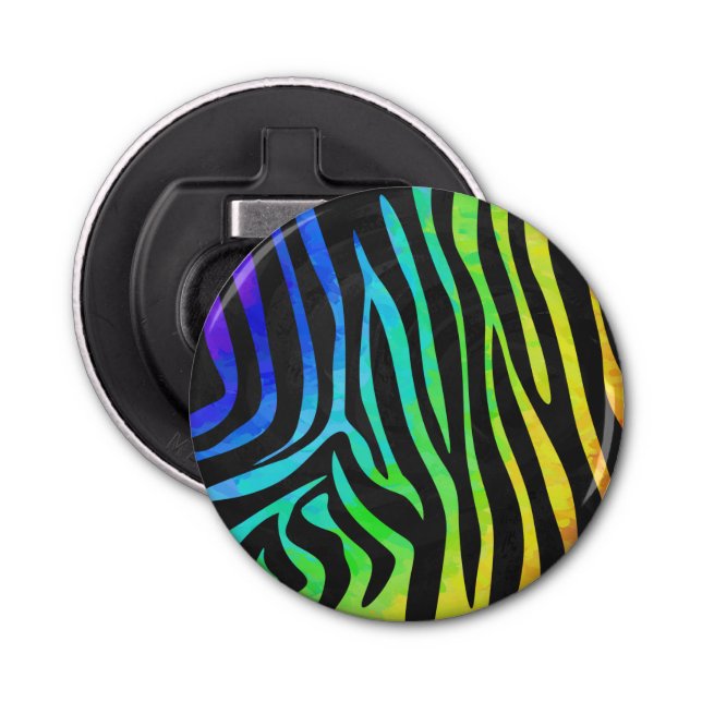Utskrift av Zebra Black och Rainbow Flasköppnare (Framsidan)