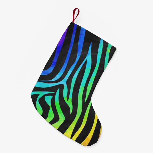 Utskrift av Zebra Black och Rainbow Liten Julstrumpa (Framsidan (Hängande))