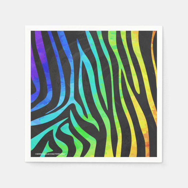 Utskrift av Zebra Black och Rainbow Pappersservett (Framsidan)