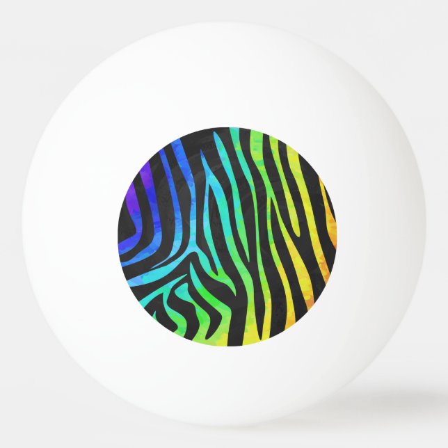 Utskrift av Zebra Black och Rainbow Pingisboll (Framsidan)