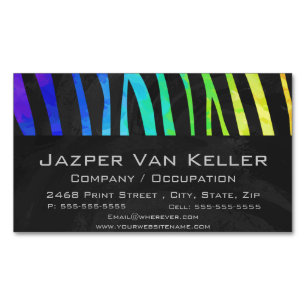 Utskrift av Zebra Black och Rainbow Visitkortmagnet
