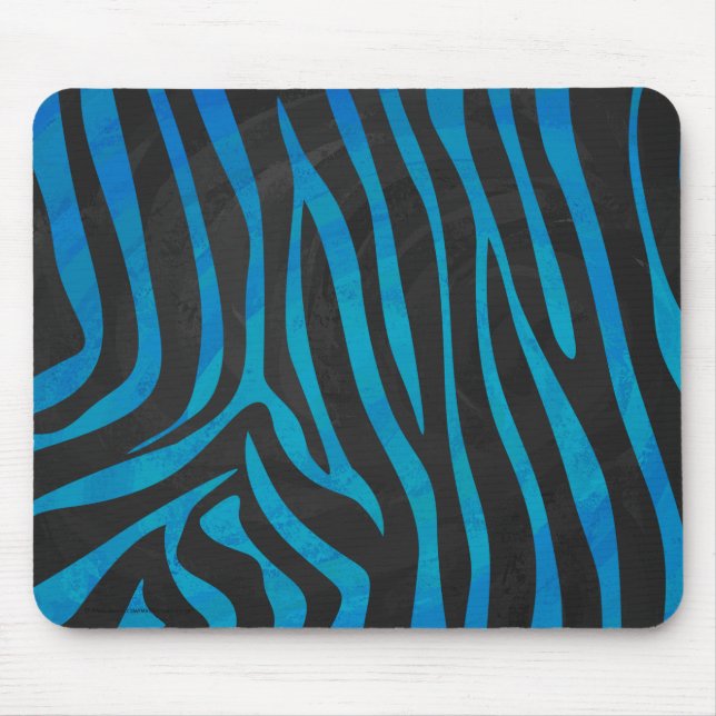 Utskrift av Zebra Blue och Black Musmatta (Framsidan)