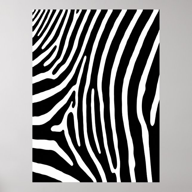 Utskrift av Zebra Rand (svartvitt) Poster (Framsidan)