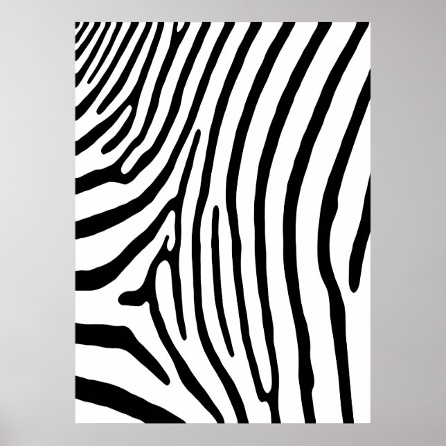 Utskrift av Zebra Rand (vit och svart) Poster (Framsidan)
