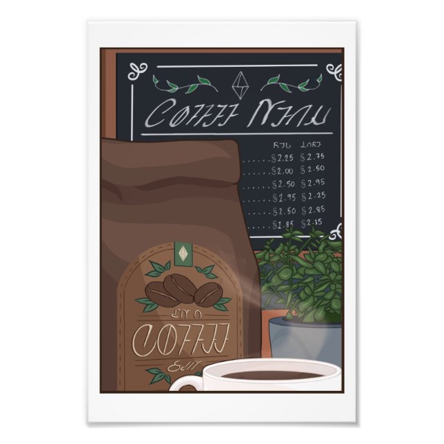 Utskrift av zoomad vektorgrafik för kaffedesign fr fototryck (Framsidan)