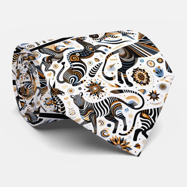 Utskrift Boho för afrikanska djur Slips (Rullad)