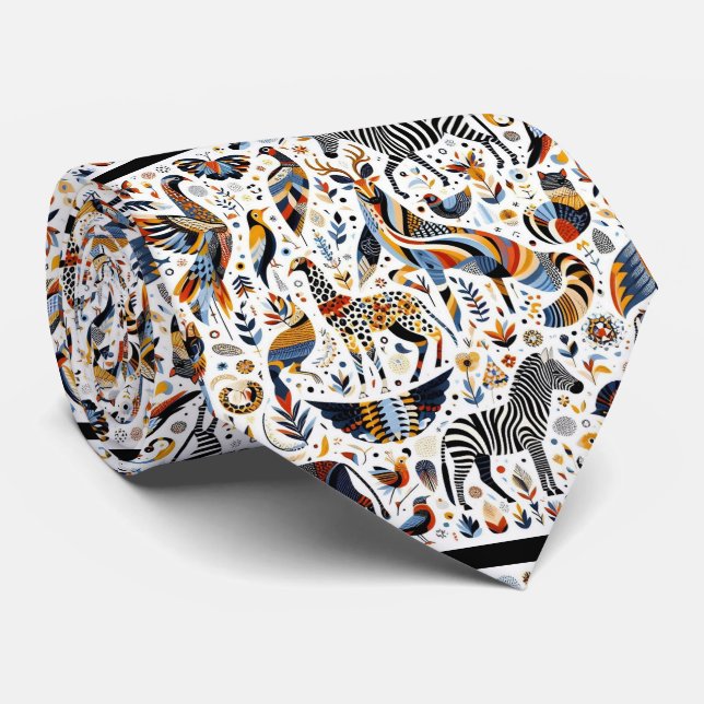 Utskrift Boho för afrikanska djur Slips (Rullad)