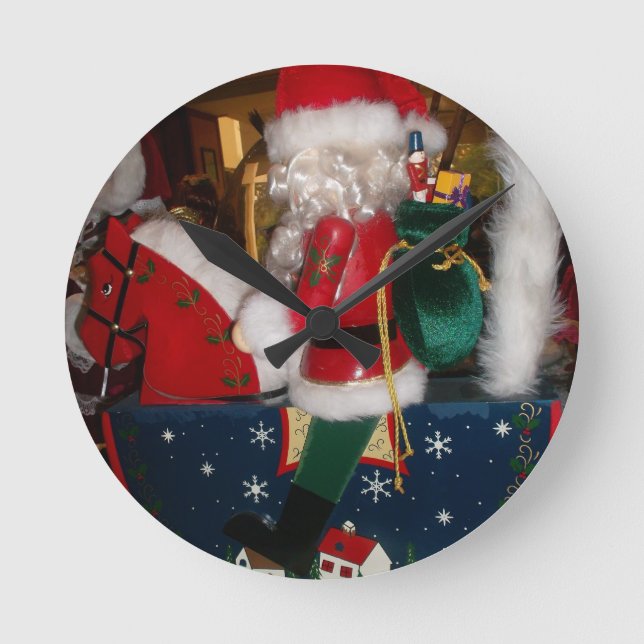 Utskrift/design av dekorerad julbild i Jultomten Rund Klocka (Framsida)
