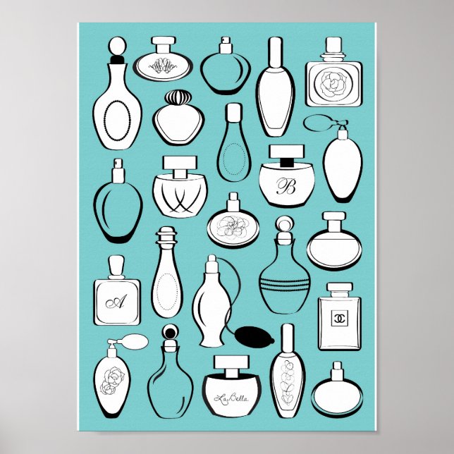 Utskrift i Luxury parfym - blått Poster (Framsidan)