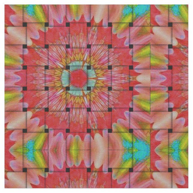 Utskrift med afrikansk inspirerad konst - Geometri Tyg (Närbild)