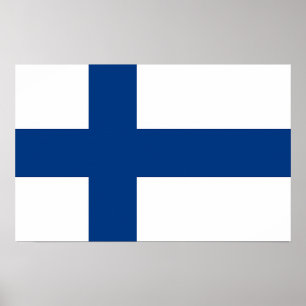Utskrift med Finlands Flagga Poster