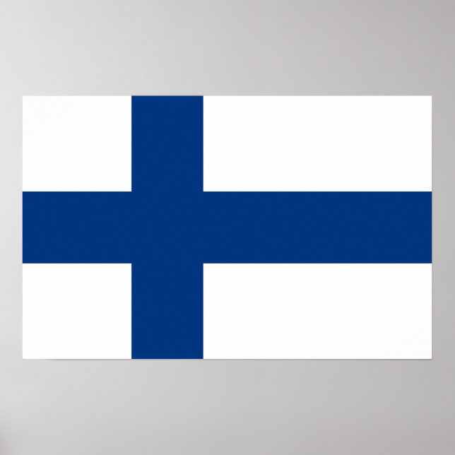Utskrift med Finlands Flagga Poster (Framsidan)