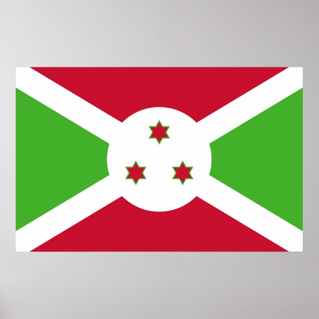Utskrift med Flagga av Burundi Poster (Framsidan)