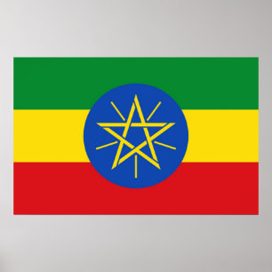 Utskrift med Flagga av Etiopien Poster