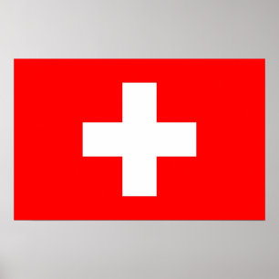 Utskrift med Flagga av Schweiz Poster