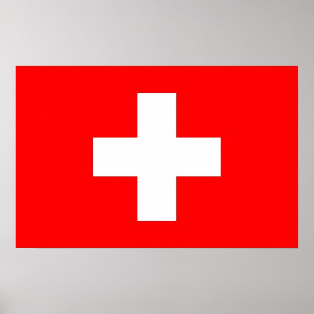 Utskrift med Flagga av Schweiz Poster (Framsidan)