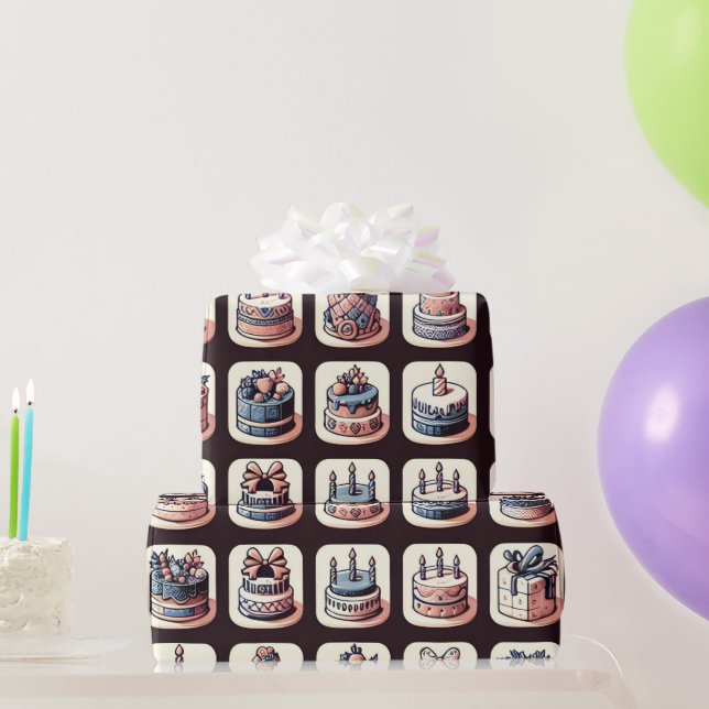 Utskrift med födelsedagskakor presentpapper (Festgåvor)