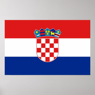 Utskrift med kroatiska Flagga Poster