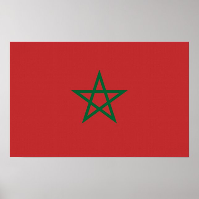 Utskrift med Marockos Flagga Poster (Framsidan)