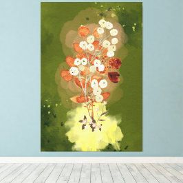 Utskrift på sträckt canvas blommor på grön bakgrun