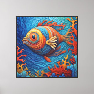 Utskrift på sträckt canvas Flerfärgade fiskar