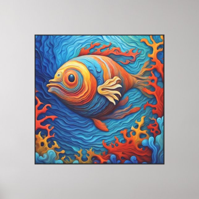 Utskrift på sträckt canvas Flerfärgade fiskar (Framsida)