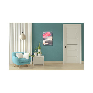 Utskrift på sträckt canvas grå röd abstrakt collag