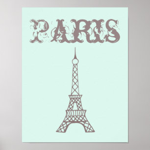 Utskrift Poster för Mint Grönt Eiffel Torn Wall Ar