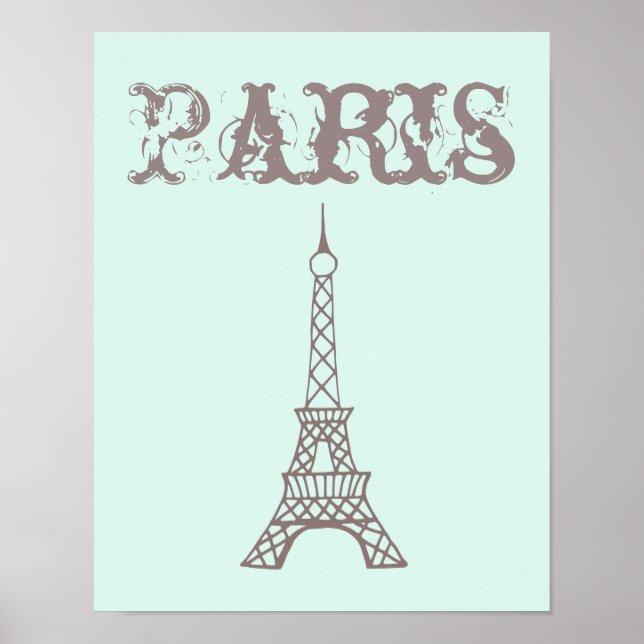 Utskrift Poster för Mint Grönt Eiffel Torn Wall Ar (Framsidan)