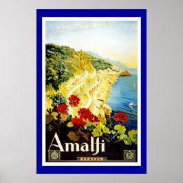 Utskrift Retro Vintage Bild Resa Italien Amalfi Poster