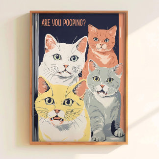 Utskriftbar badrumsväggkonst Kattkonst Toalett aff Poster