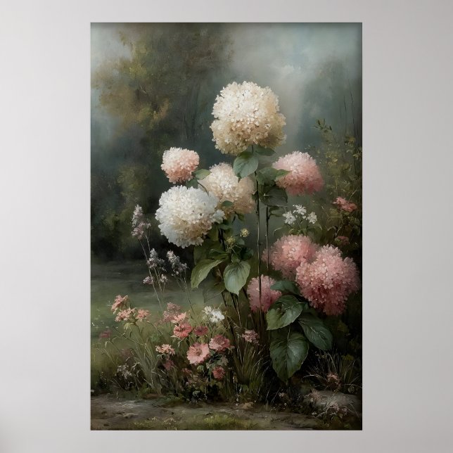 Utskriftbar Hydrangea Väggkonst, Antik Vår Poster (Framsidan)