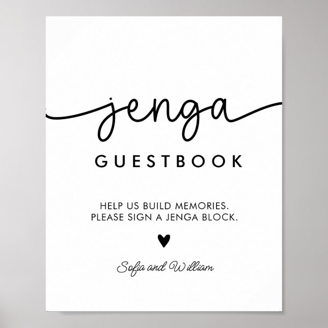 Utskriftbart bröllops-Jenga-gästbokstecken Poster (Framsidan)