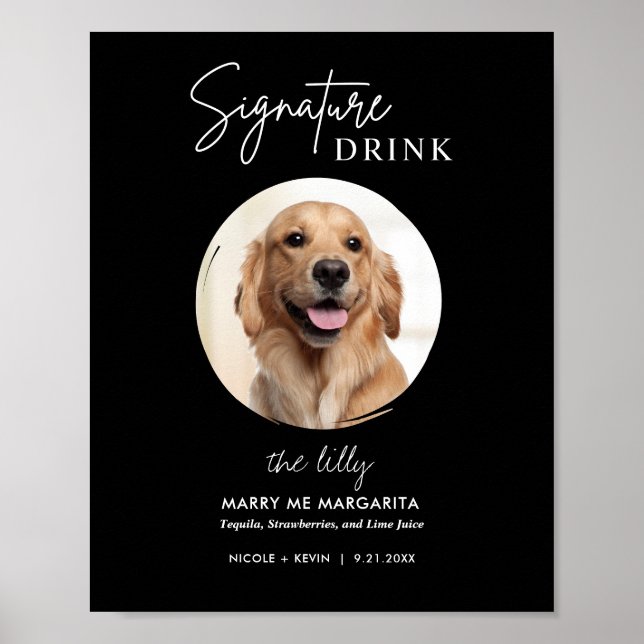 Utskriftbart hundbröllop signaturdryck skylt (Framsidan)