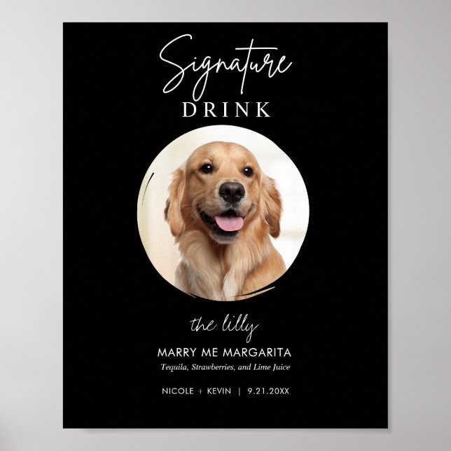 Utskriftbart hundbröllop signaturdrycker Barskylt Poster (Framsidan)