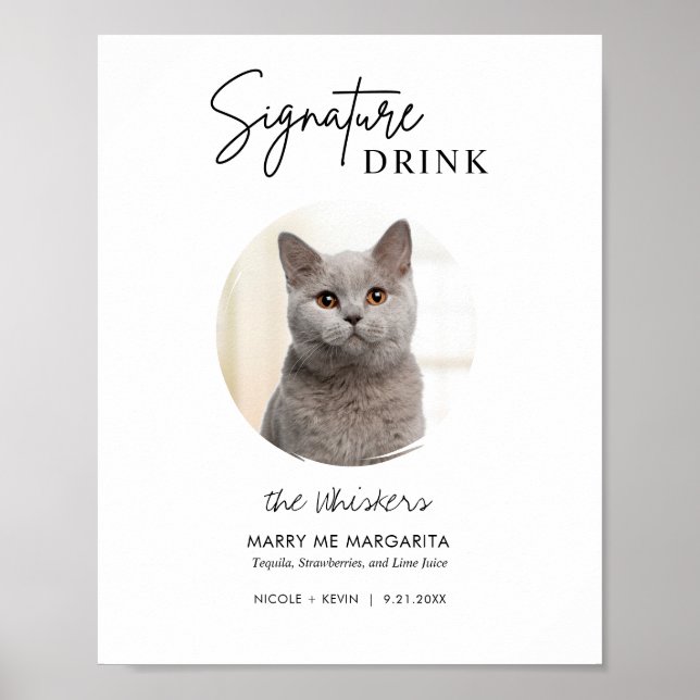 Utskriftbart Kattbröllop Signaturdrycker Barskylt Poster (Framsidan)