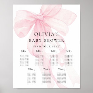 Utskriftbart Rosa Slöja Baby Shower Sittplatskarta Poster