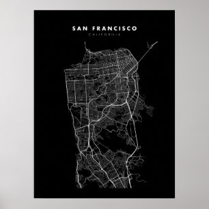 Utskriften av San Francisco Karta Poster Papper sv