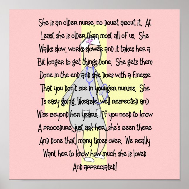 Utskriften "Uppskattad" av den pensionerade sjukka Poster (Framsidan)