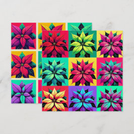 Utskriftligt Pop Art Poinsettia Rutigt Scrapbookpa Inbjudningar